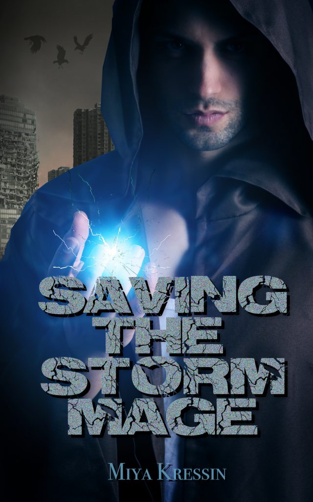 book cover featuring a man in a cloak holding lightining