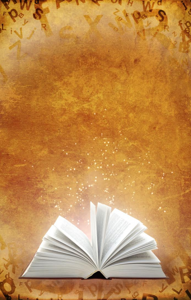 image of a magical book on a golden background